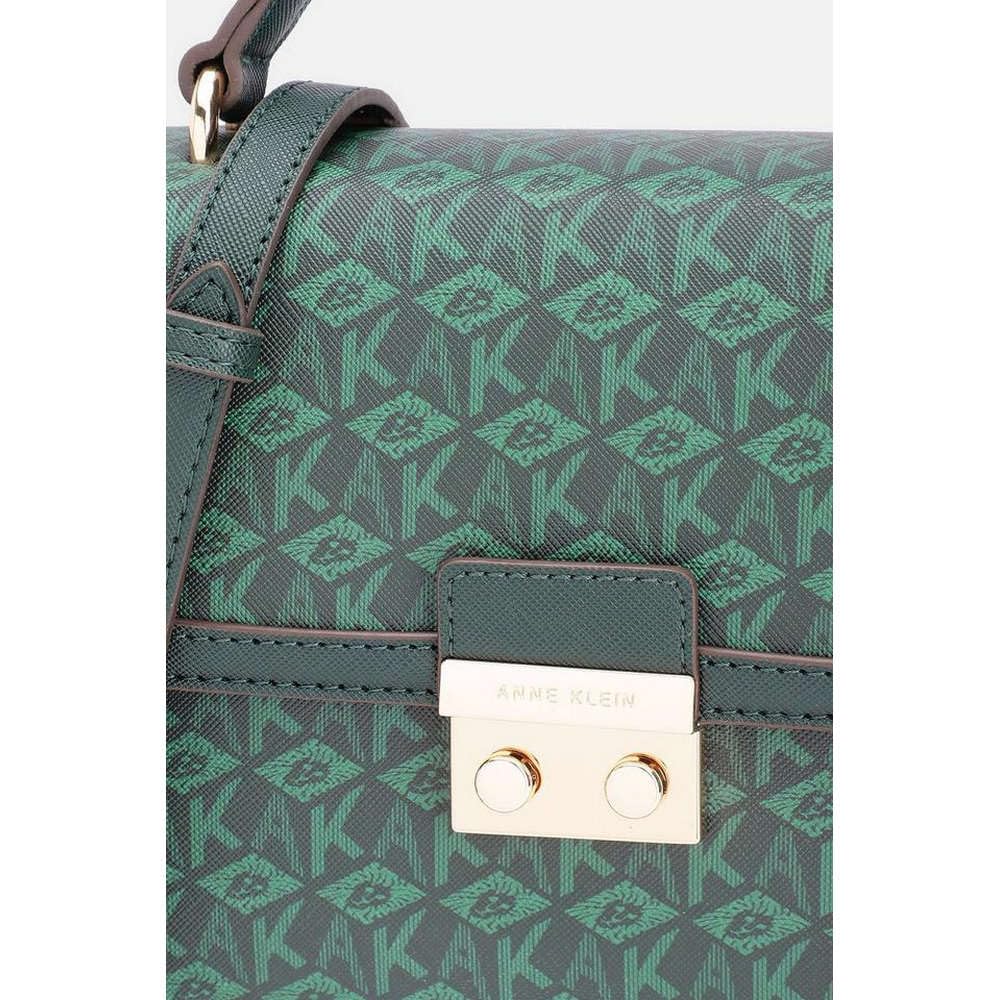 Anne Klein Solid Faux Leather Zipper Closure Women's Satchel Bag (Green, XL)