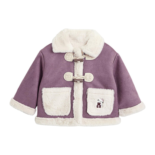 Hopscotch Female Full Sleeves Purple Fleece Jacket For Ages (3-4 Years)