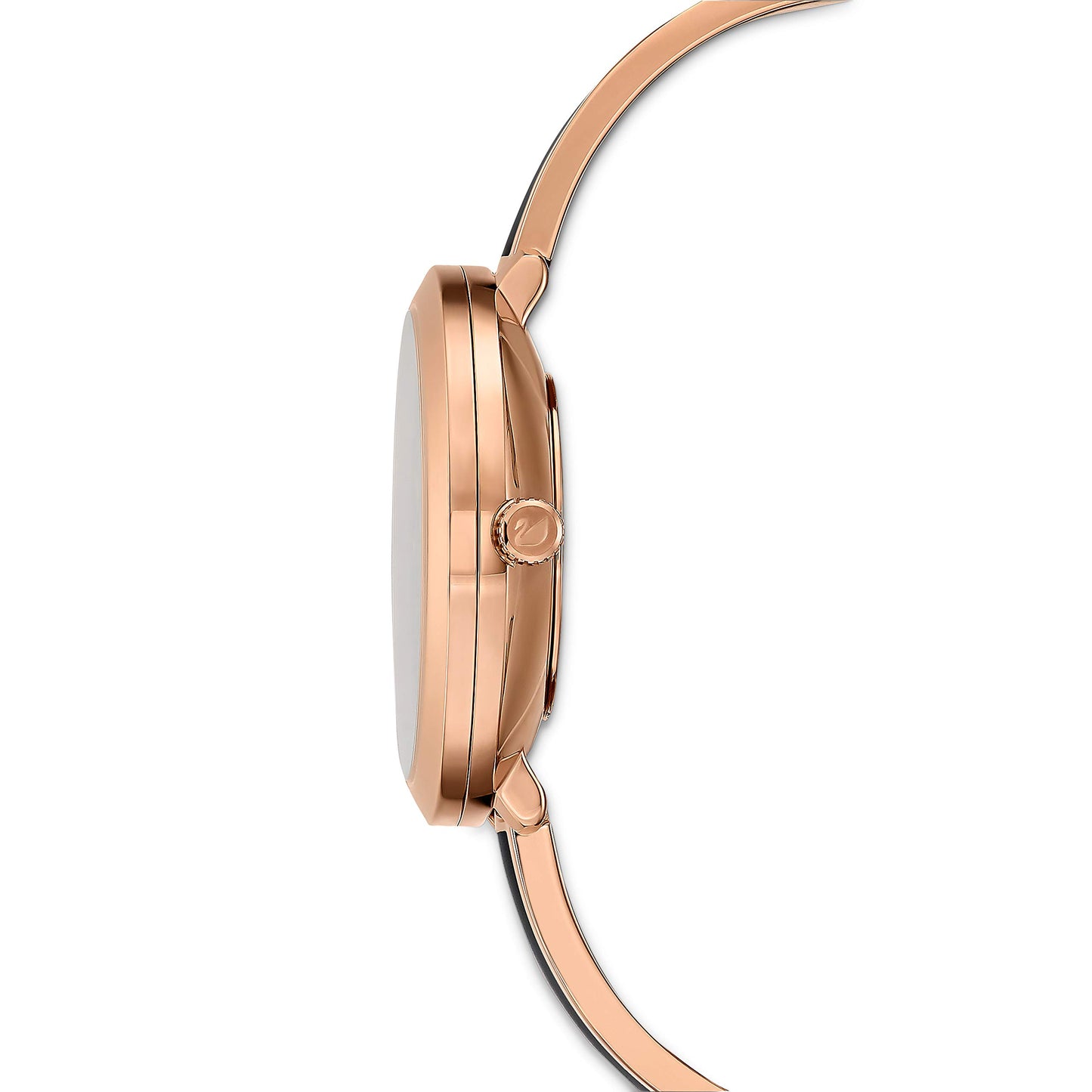 Swarovski Crystalline Delight Watch, Swiss Made, Metal Bracelet, Black, Rose Gold-Tone Finish