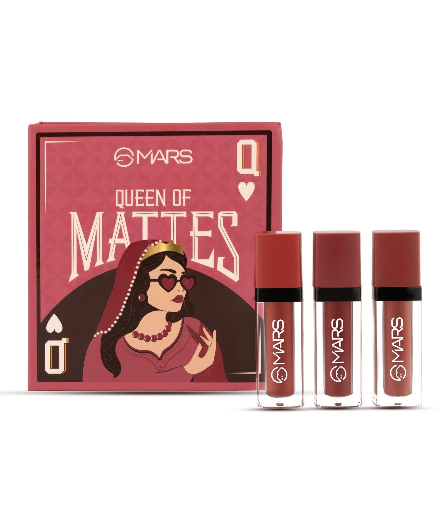 MARS Queen of Mattes Liquid Lipsticks Box Set of 3 (13.5 ml) (BLUSHED NUDES) | Smudgeproof & Transferproof | Intense Pigmentation Long-Lasting Wear | Customizable Colors | Matte Finish