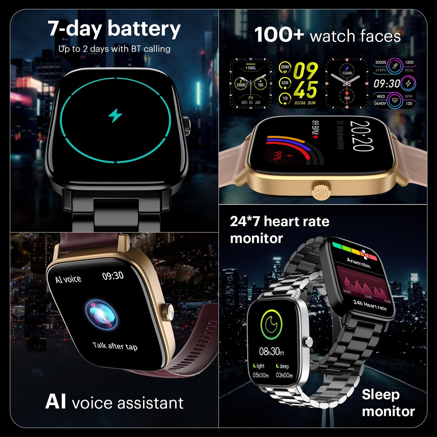 Noise Quad Call 1.81" Display, Bluetooth Calling Smart Watch, AI Voice Assistance, 160+Hrs Battery Life, Metallic Build, in-Built Games, 100 Sports Modes, 100+ Watch Faces (Elite Rosegold)