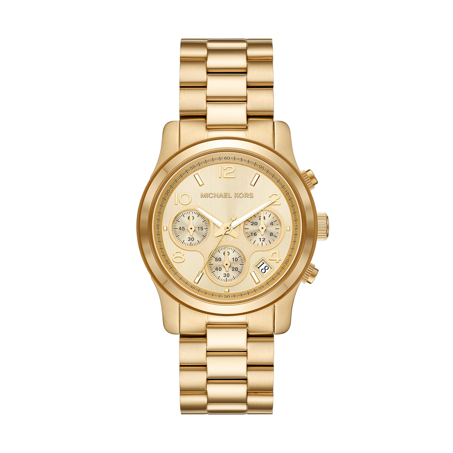 Michael Kors Stainless Steel Runway Analog Gold Dial Women Watch-Mk7323, Gold Band