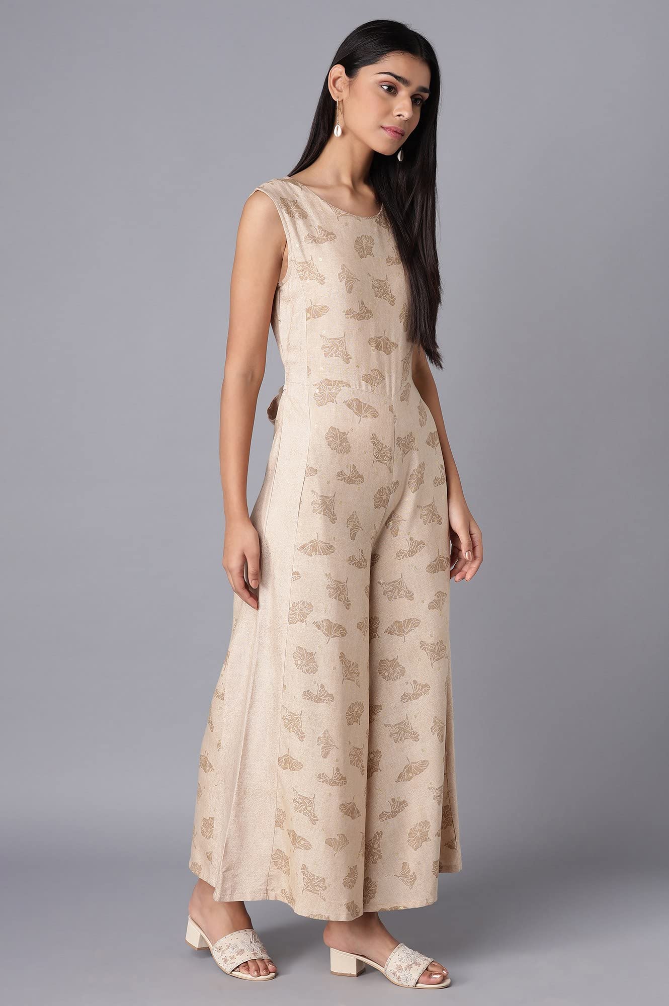 W for Woman Almond Beige Printed Jumpsuit_22FEW17275-116737_XL