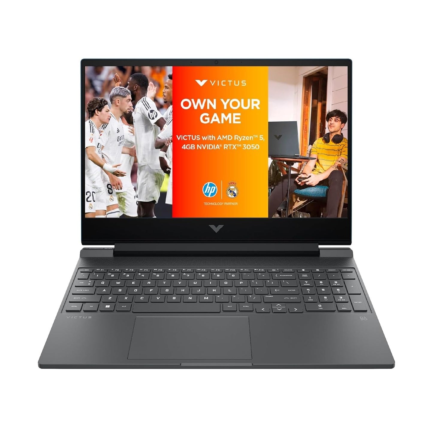HP Victus Gaming, AMD Ryzen 5 5600H, NVIDIA RTX 3050, 8GB DDR4, 512GB SSD, 15.6-inch(39.6cm), 144Hz, 250Nits, FHD Gaming Laptop, Backlit KB, 720p HD Camera (Win 11, Office 21,Silver, 2.29kg) fb0180AX