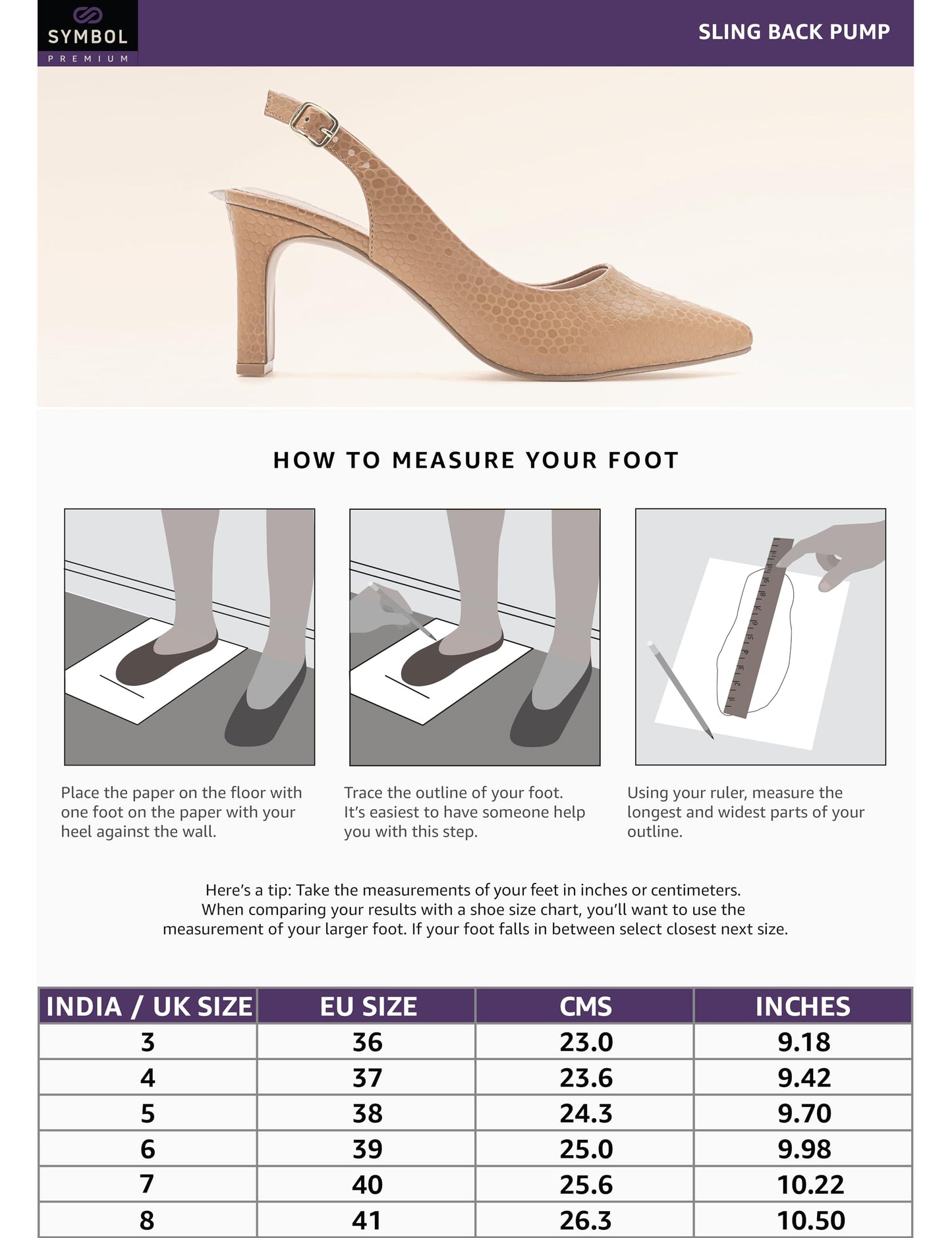 Symbol Premium Women's Slingback Tan Pumps_4 UK (AZ-SPW-FTW-PU04)