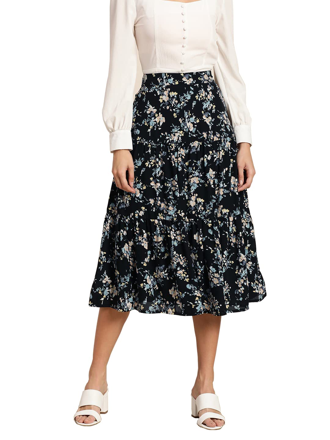 Marie Claire Georgette Western Skirt Black