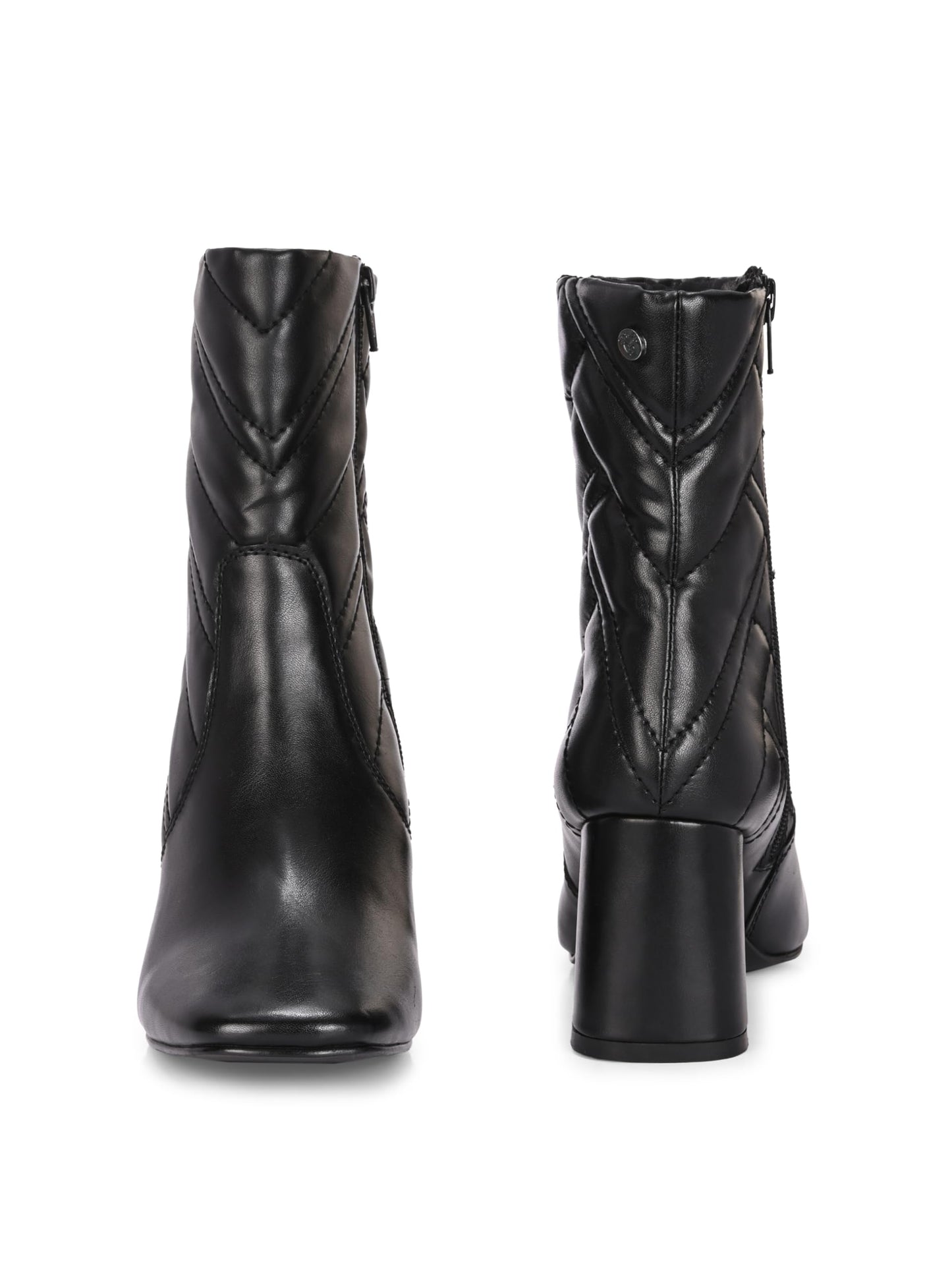 Delize Black Women high heeled T-point toe derby boots 65100-37