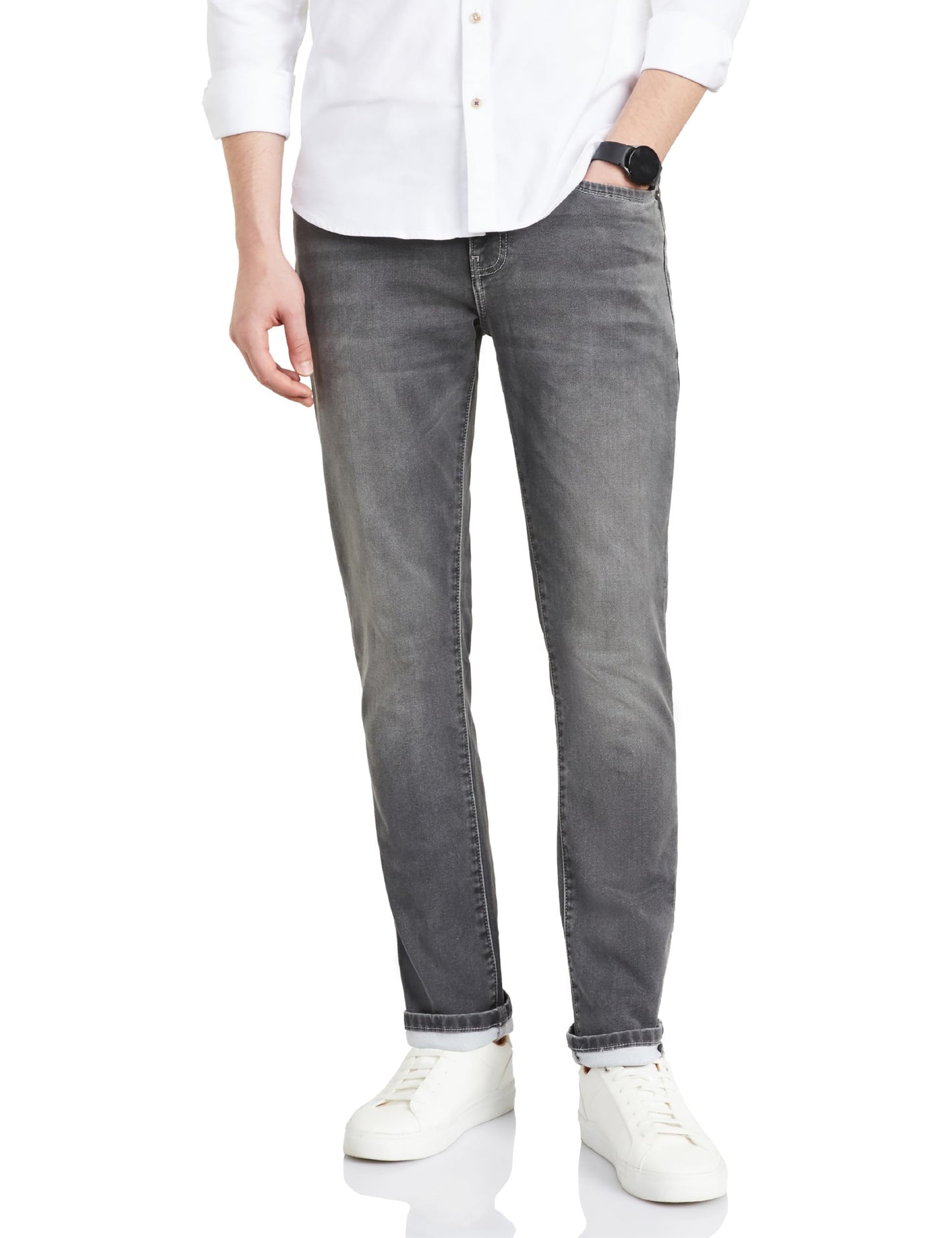 Symbol Premium Men's Slim Fit Stretchable Mid Rise Jeans | Casual Denim | Cotton Stretch | Fashion Shades of Black & Blue (Available in Plus Size) (Mid-Grey_38)