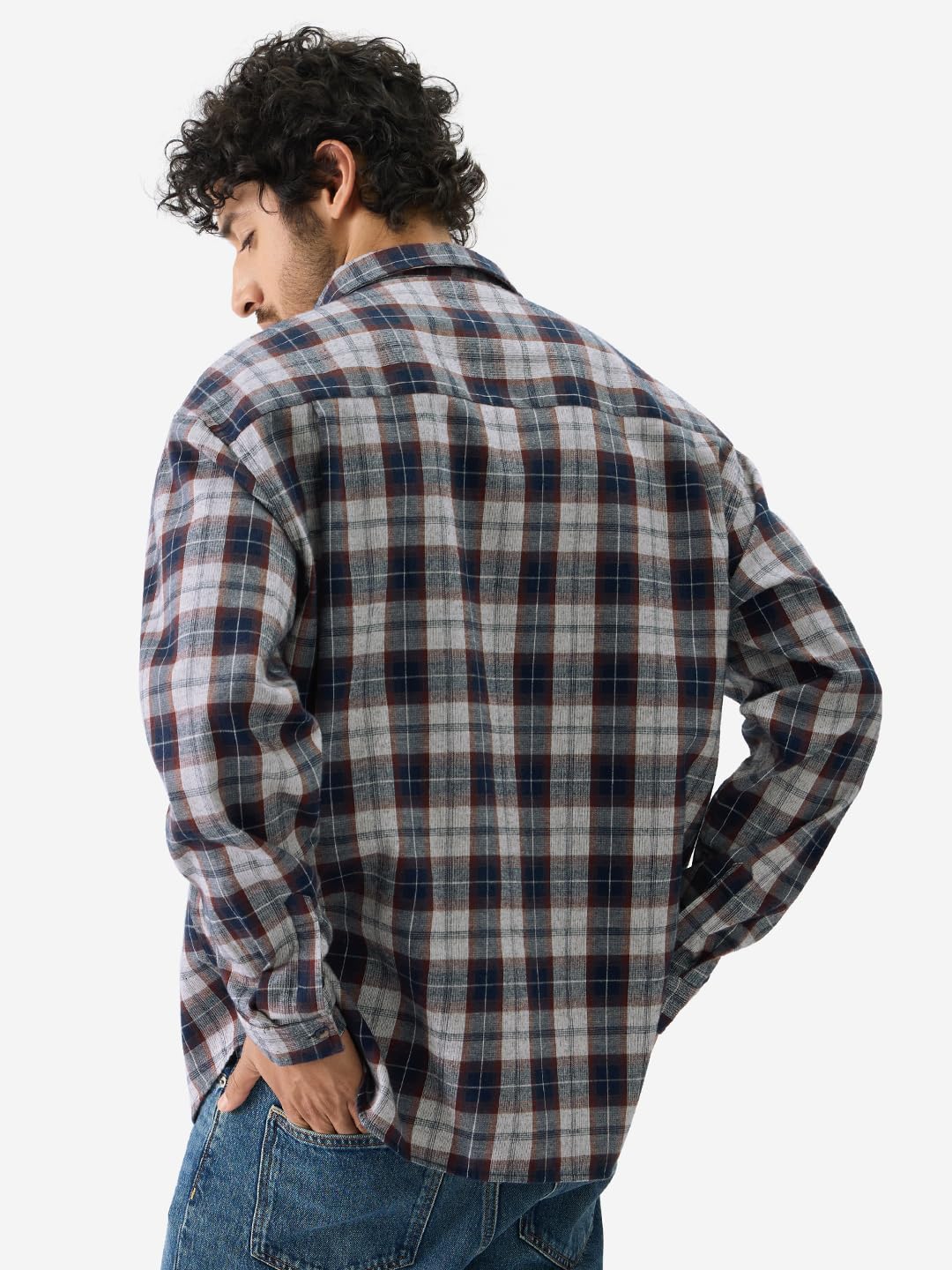 The Souled Store Plaid Insignia Long Sleeve Collared Neck Cotton Button-Down Relaxed Fit Shirts for Men's & Boy's- Casual Comfort with Timeless Style Multicolour