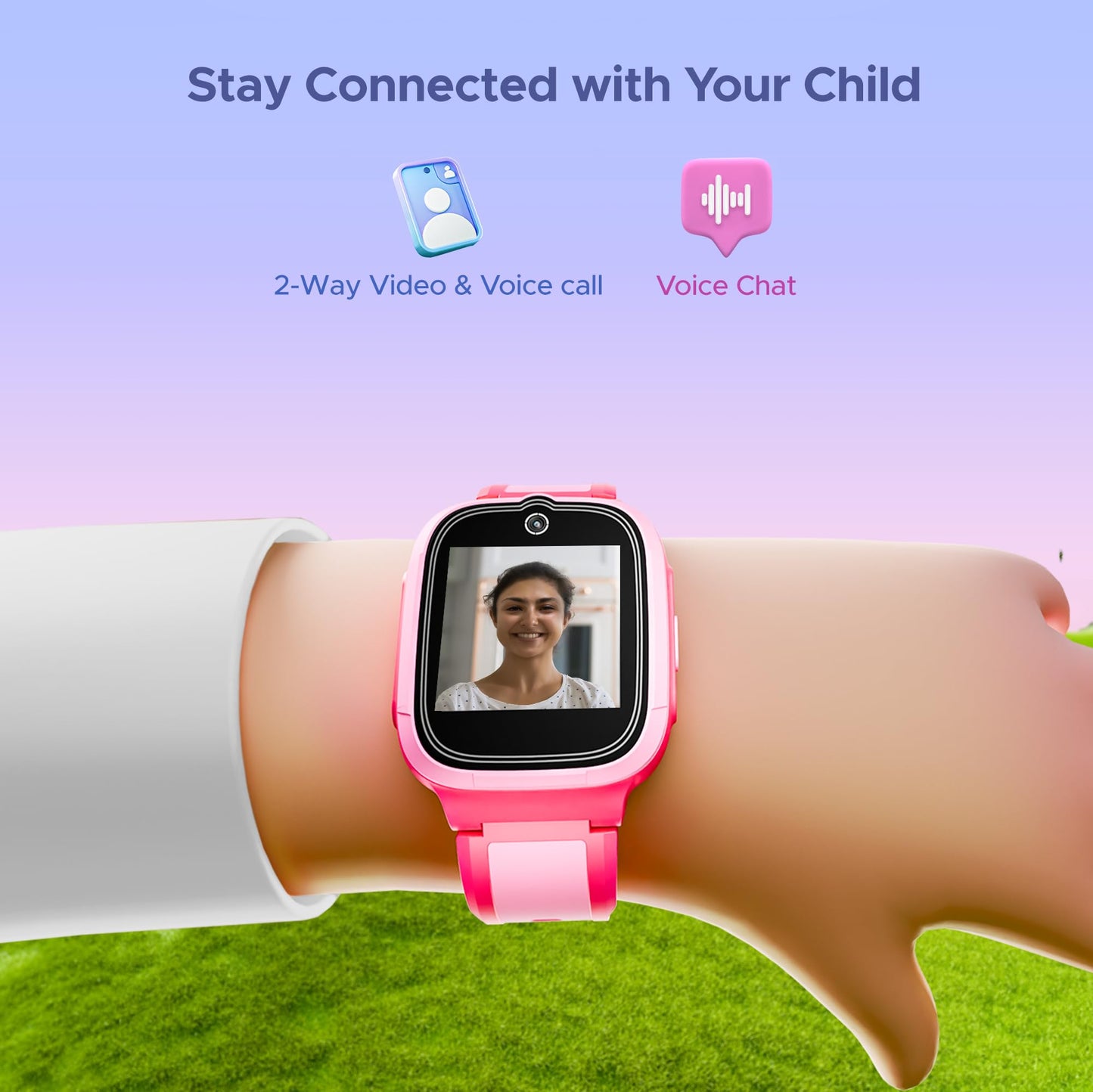 boAt Wanderer Smart Kids Watch w/ 2-Way Video & Voice Calls, SOS, Geo Fencing, Restrict Unknown Calls, Parental Controls,2MP Camera 1.43" (3.6 cm) HD Display Fitness Smart Watch (Candy Pink)