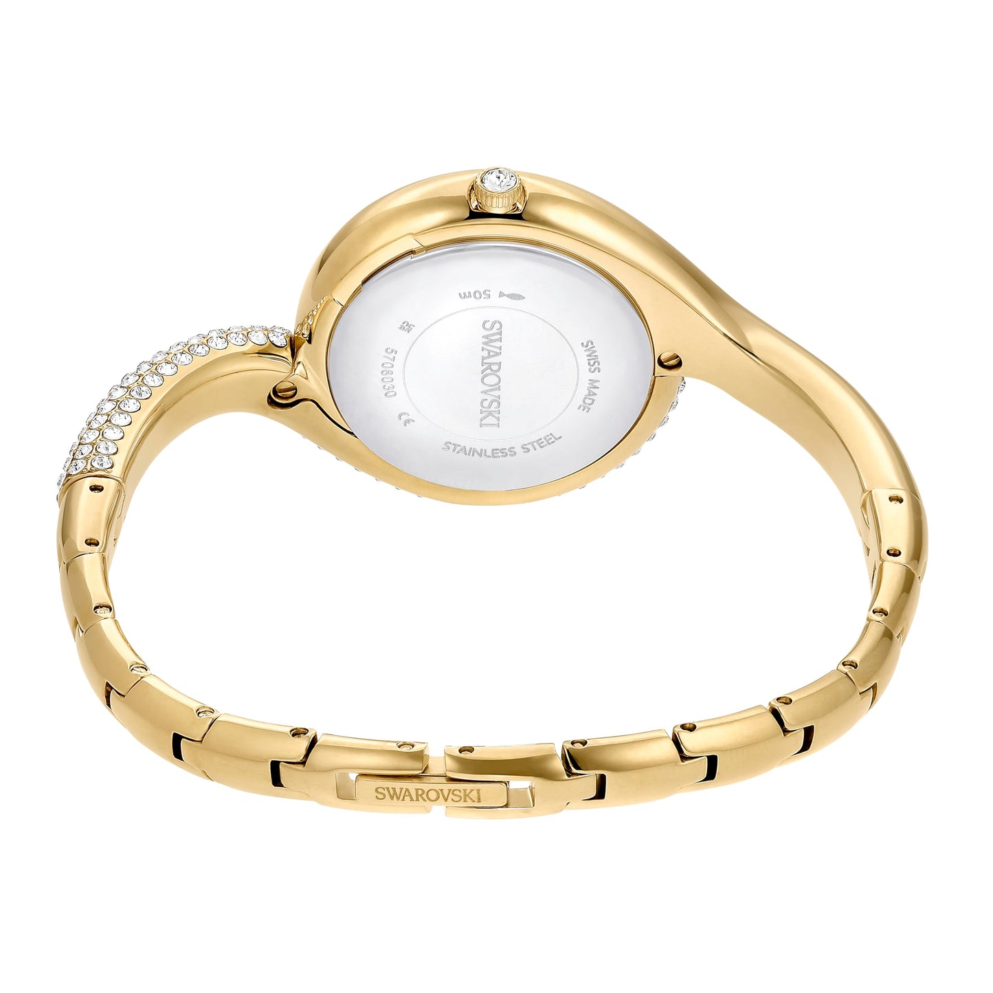 Swarovski Women's Dextera Asymmetric Watch, Swiss Automatic, Gold Tone Metal Bracelet, 29mm Case, Gold Dial, Sapphire Crystal, Foldover Clasp