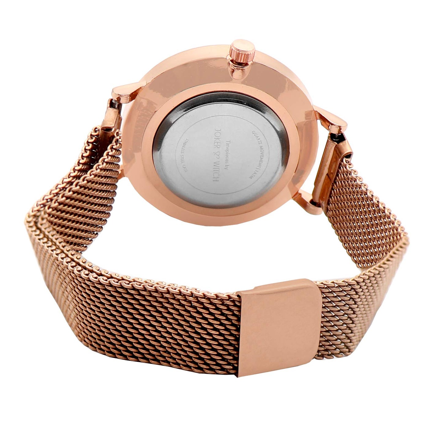 Joker & Witch Natalie Black Dial 14mm Rose Gold Stainless Steel Watch for Women