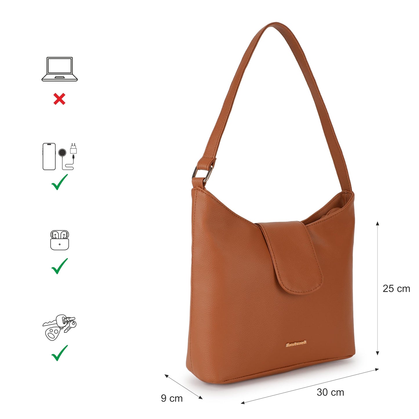 Fastrack Trendy Shoulder Bag | Faux-Leather Women's Handbags | Shoulder For Casual Carry, Brown