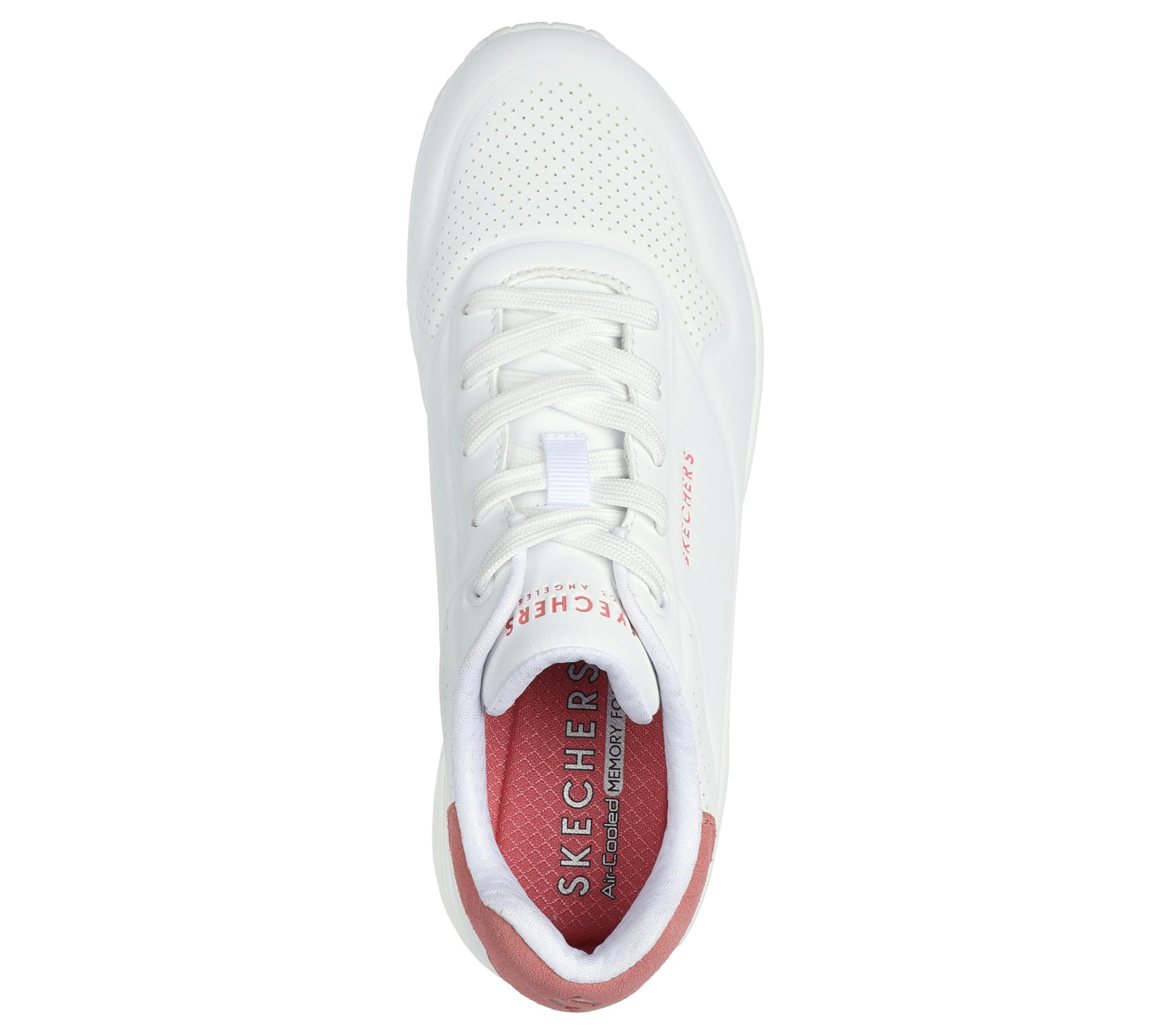 Skechers Womens UNO - POP Back White Hot Coral Casual Sneakers