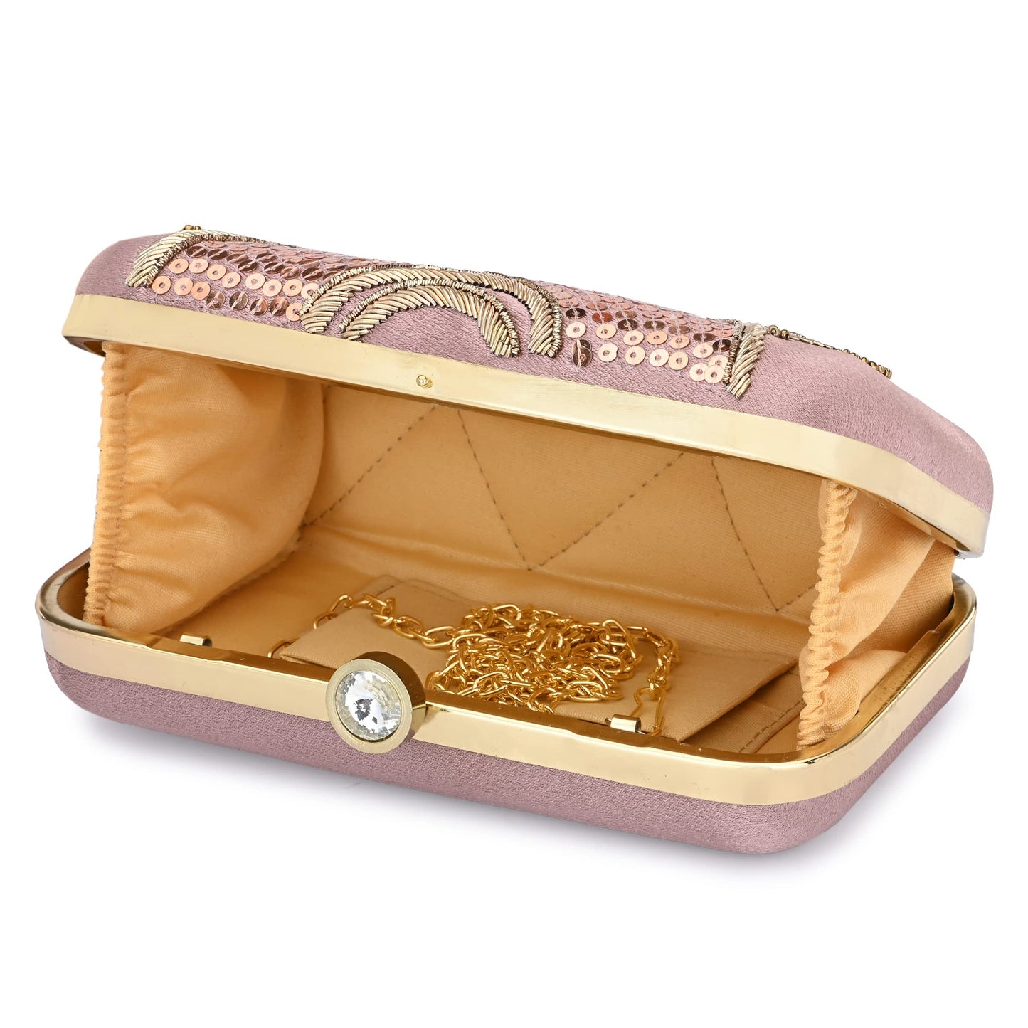 For The Beautiful You Pink Neck Embroidered Women's Clutch