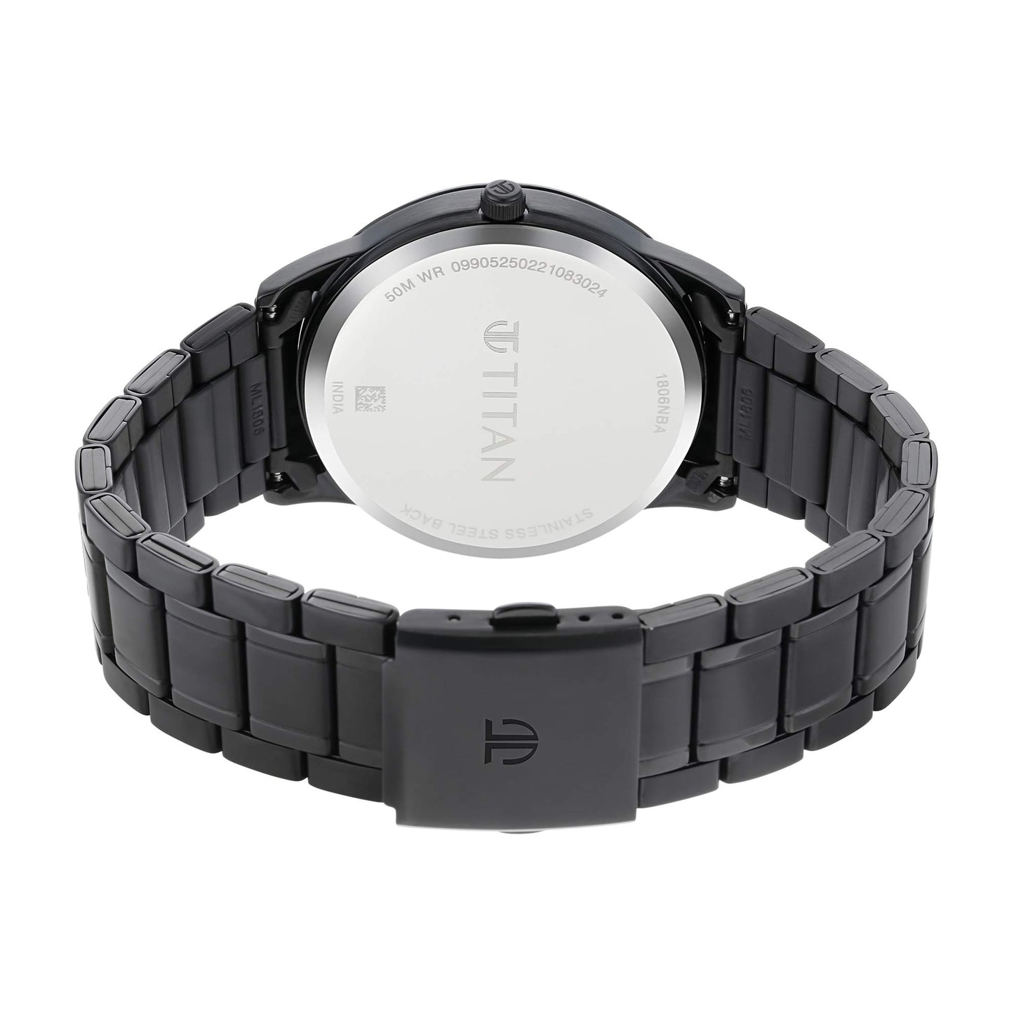 Titan Minimalist Quartz Analog with Date Black Dial Black Metal Strap Watch For Men - NT1806NM01