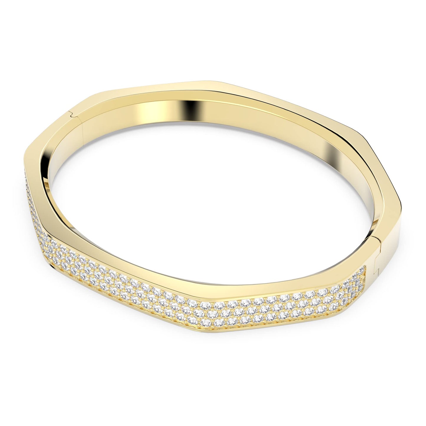 Swarovski Dextera bangle, Octagon shape, White, Gold-tone plated