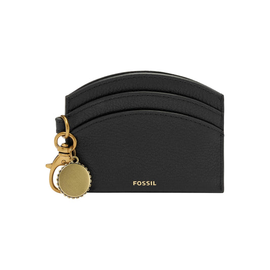 Fossil Women's Polly Leather Card Case Wallet with Clip for Women, Black, One Size