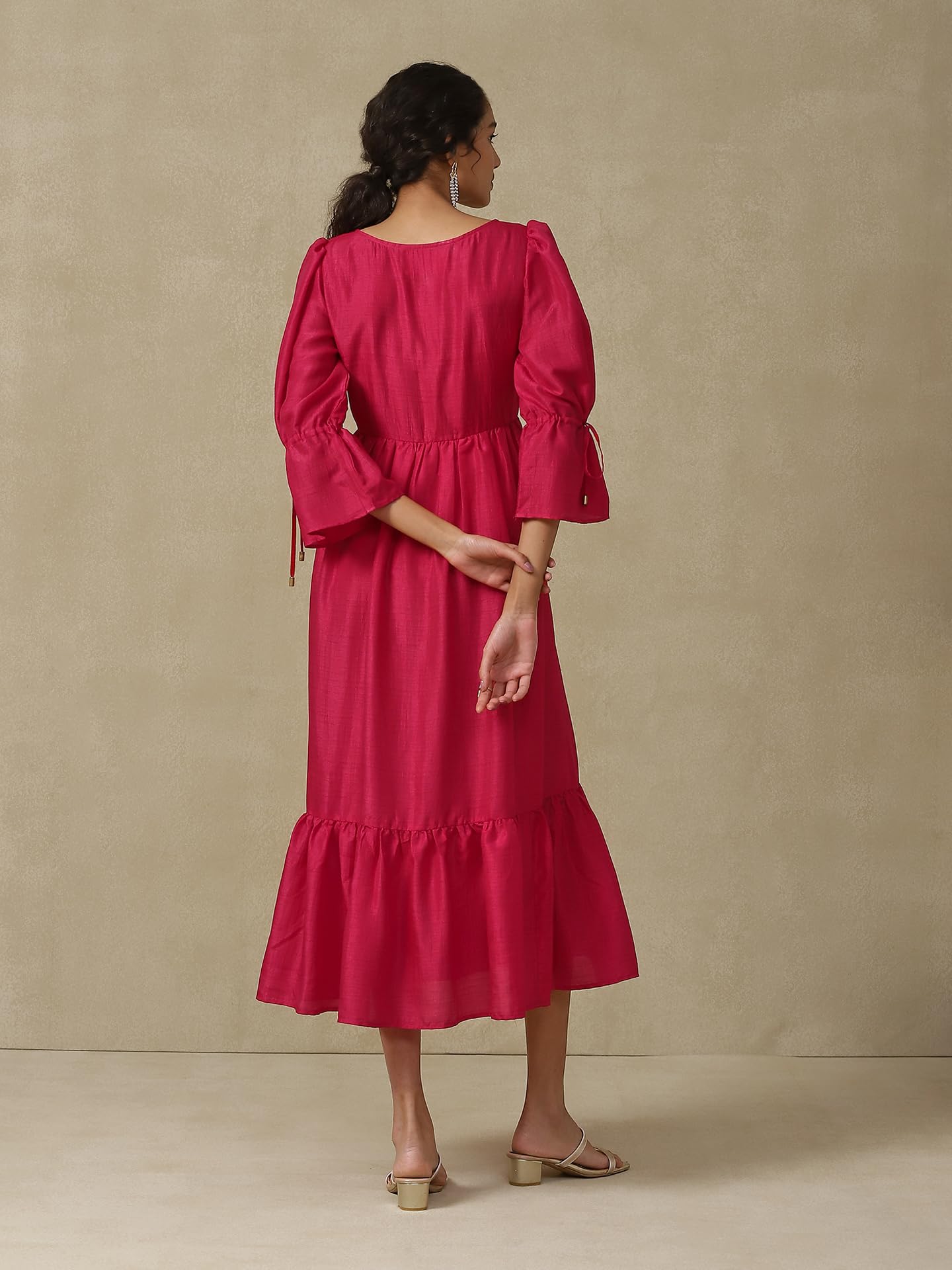 Aarke Ritu Kumar Magenta Solid Long Dress