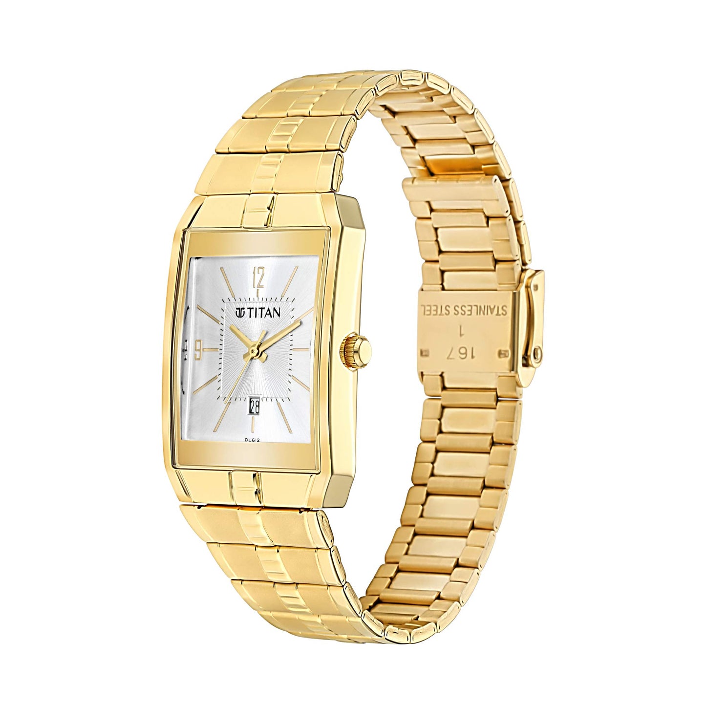 Titan Quartz Analog with Date White Dial Metal Strap Watch for Men-NS9151YM06