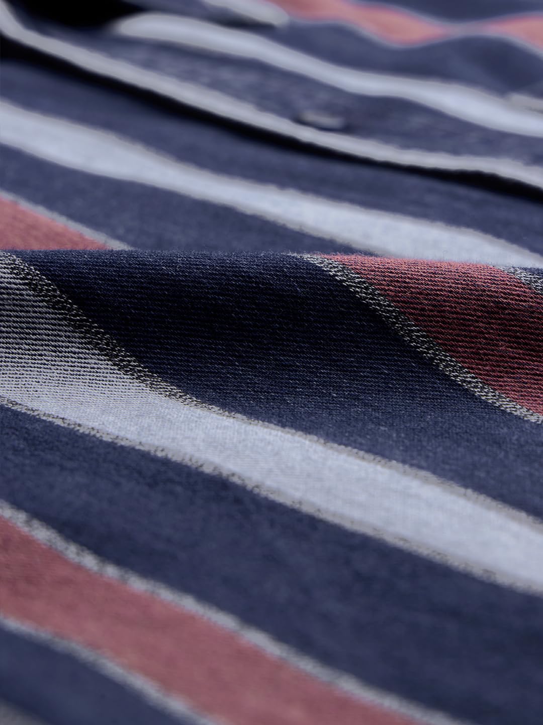 The Souled Store Stripes: Blue, Rust Red Men and Boys Long Sleeves Collared Neck Button Front Cotton Relaxed Fit Shirts