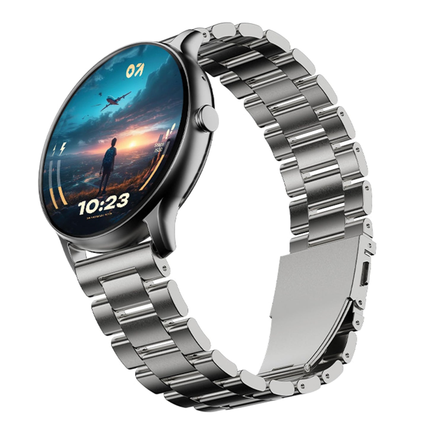 GOBOULT Dire Smartwatch: 1.38'' 2.5D Curved HD Display, BT Calling, 500 Nits Brightness, IP67, 250+ Watchfaces, 120+ Sports Modes, AI Voice Assistant, SpO2 Monitoring (Silver)