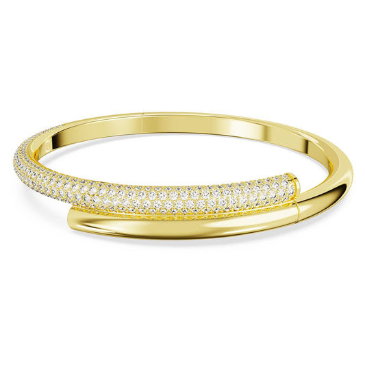 Swarovski Dextera bangle, Magnetic closure, White, Gold-tone plated