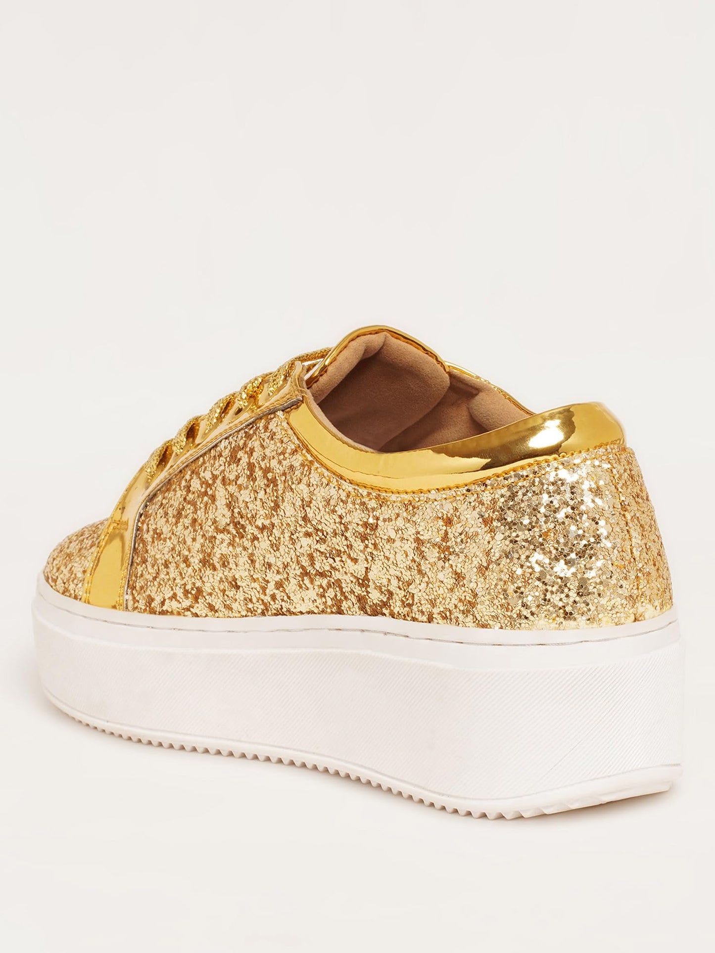 THE QUIRKY NAARI Glitterati Sneakers - Golden for The Luxurious Golden Look | Golden