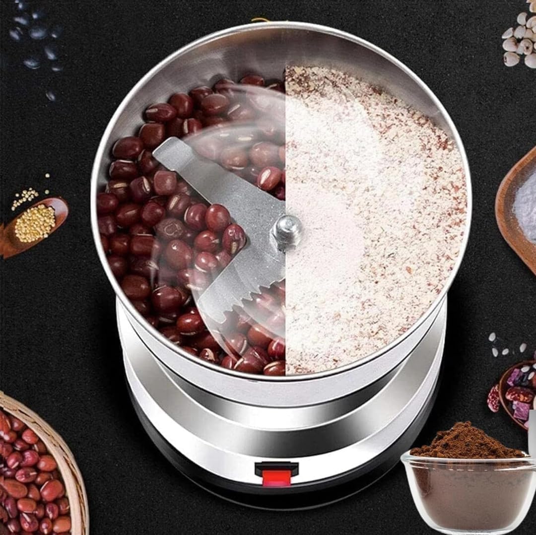 larrito Stainless Steel Nima Multifunctional Grinder Smash Machine Coffee Beans Electric Grinder and Coffee Maker Household Electric Mixer Grinder (Stainless Steel)