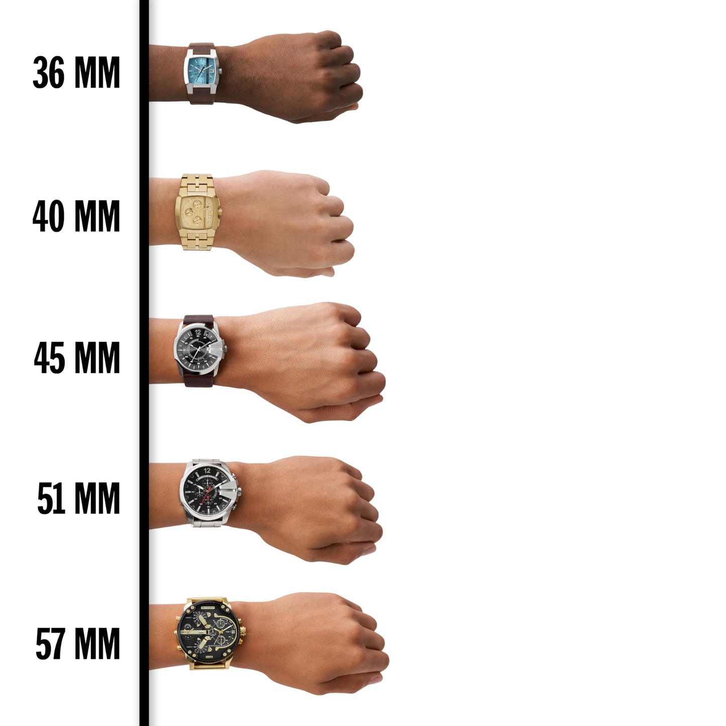 Diesel Stainless Steel Mr Daddy 2 Analog Black Dial Red Strap (Big Dial Red Strap) Men's Watch - Dz7313