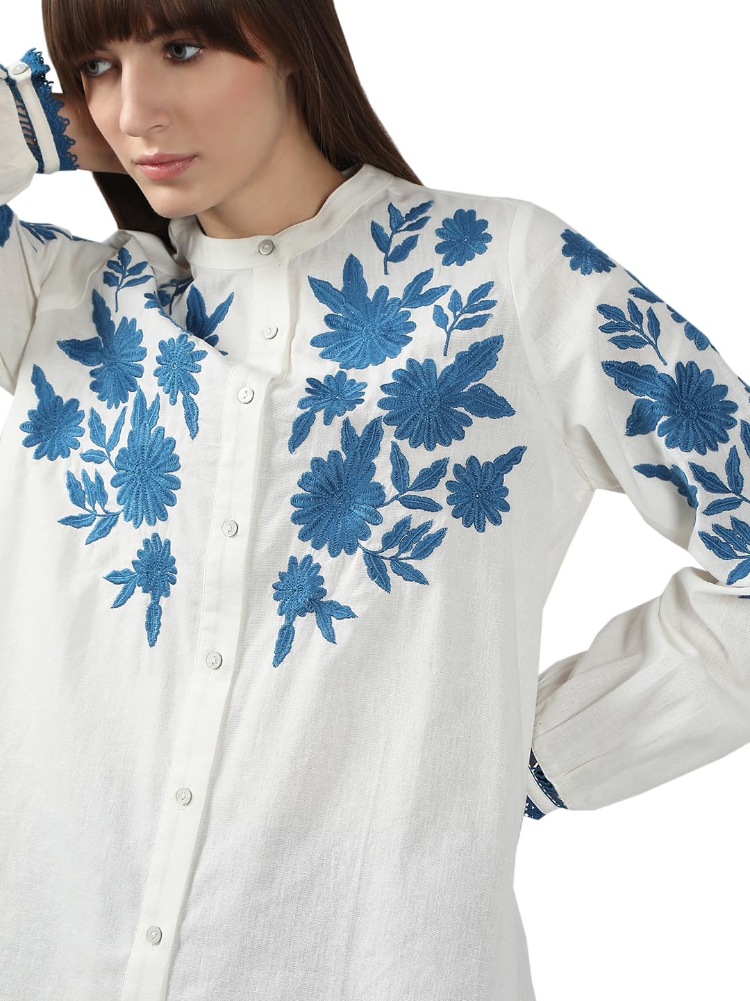 VERO MODA Women's Cotton Regular Fit White Shirt