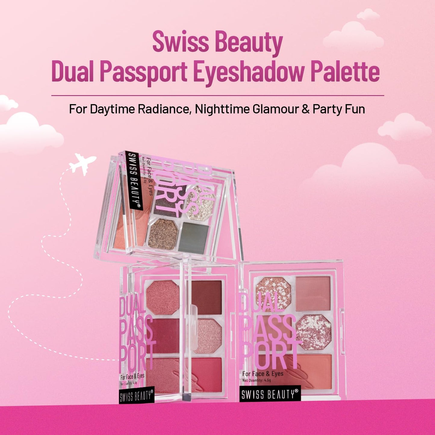 Swiss Beauty Face and Eye Dual Passport Palette | Eyeshadow + Blusher Palette | Combination of Mattes and Shimmers | Compact and Travel Friendly makeup kit | Shade- Everyday, 4.5g