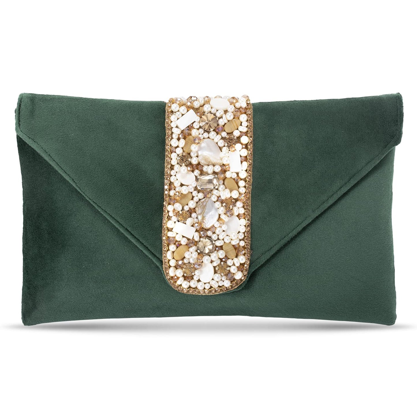 Peora Clutch Purses For Women Wedding Handmade Evening Handbags Party Bridal Clutch (C16Grn, Green)