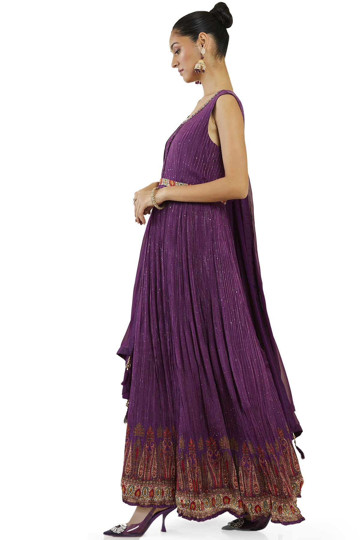 Soch Women Purple Georgette Embroidered Gown (Purple_XL)