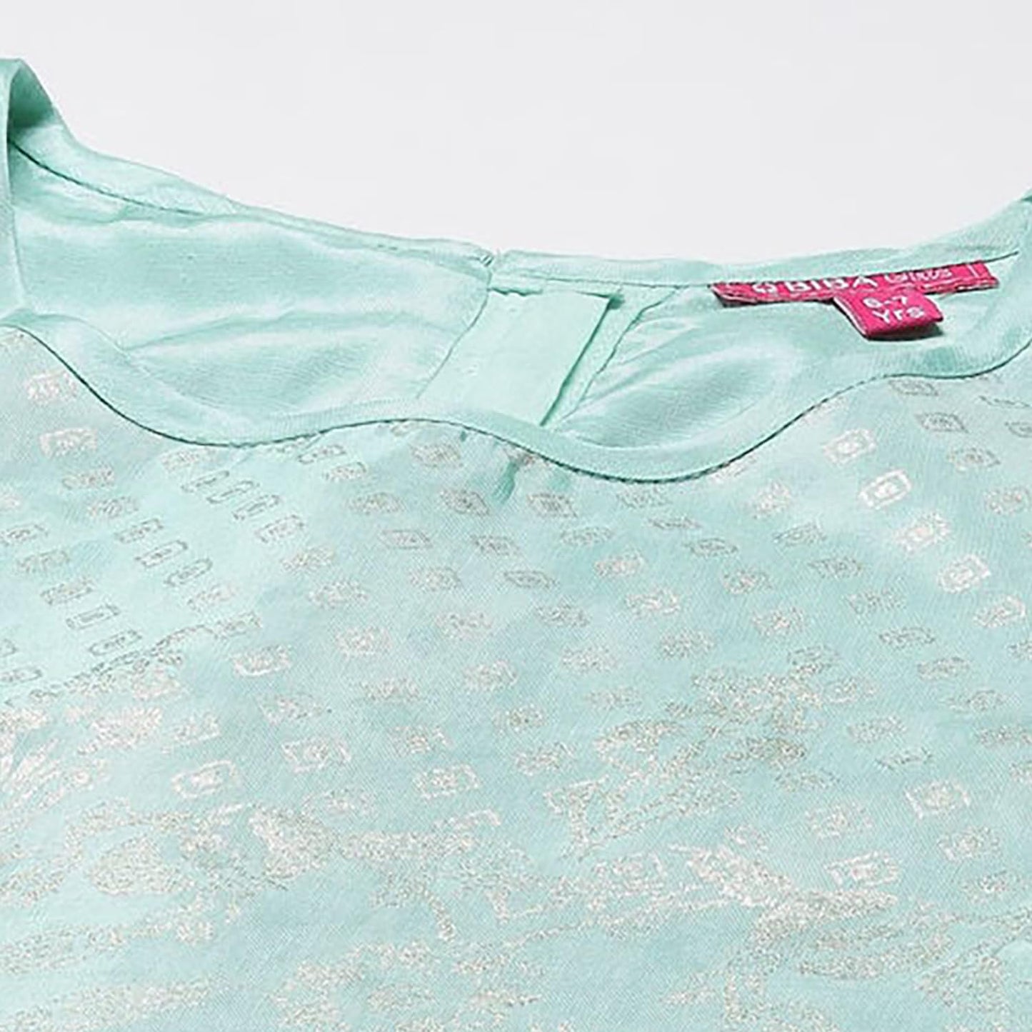 BIBA Girls Viscose Flared Printed Lehenga Set (KW5040EAW22TURQ_Turquoise_11)