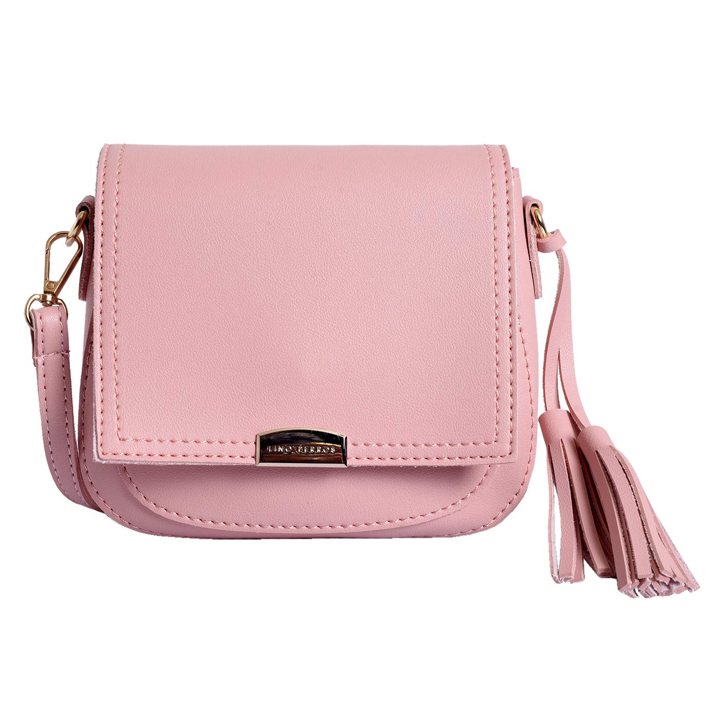 Lino Perros Womens Pink Leatherette Sling Bag (Pink)