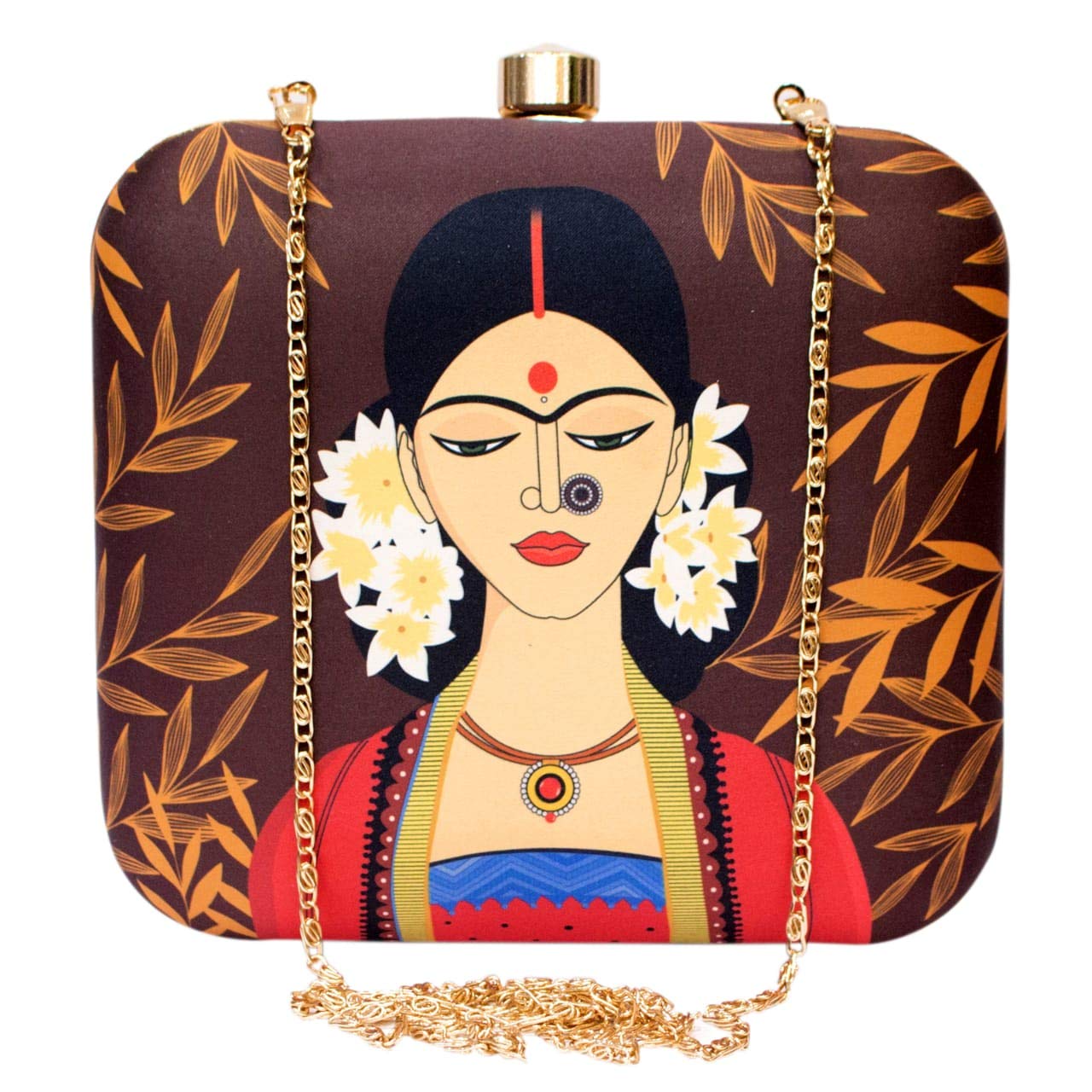 Artklim The Portrait of Indian Women Printed Clutch