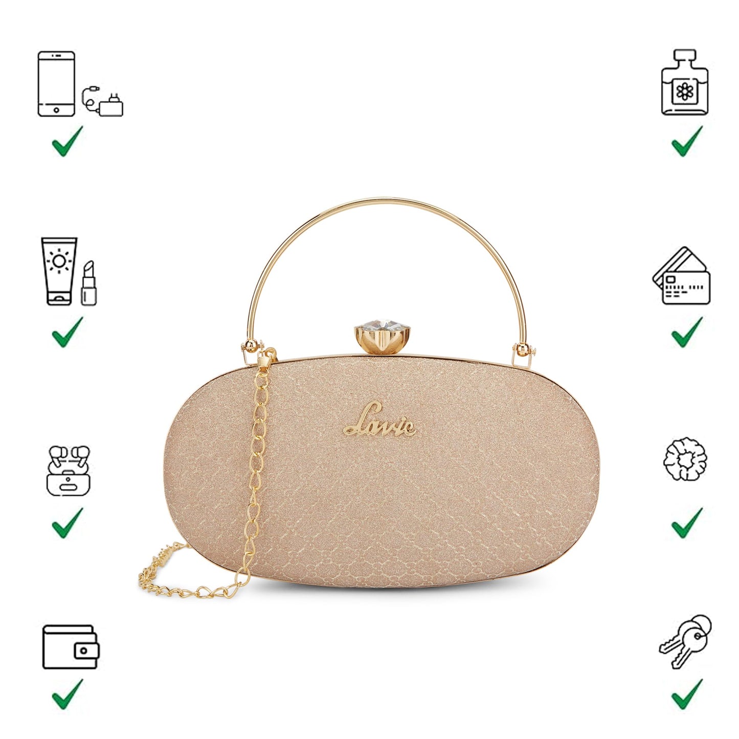 Lavie Women's Jazz Ovel Handle Framed Clutch | Ladies Purse Handbag | Gift for Women