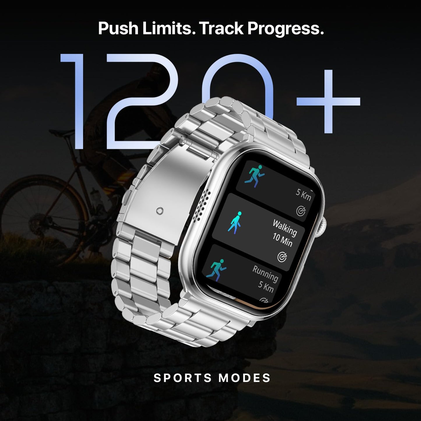 Fire-Boltt Brillia Pro Smart Watch with 51.3mm (2.02 inch) AMOLED Display, Bluetooth Calling, SpO2, Heart Rate Monitoring, 120+ Sports Modes, IP67 Waterproof, Long Battery Life (Silver Chain)