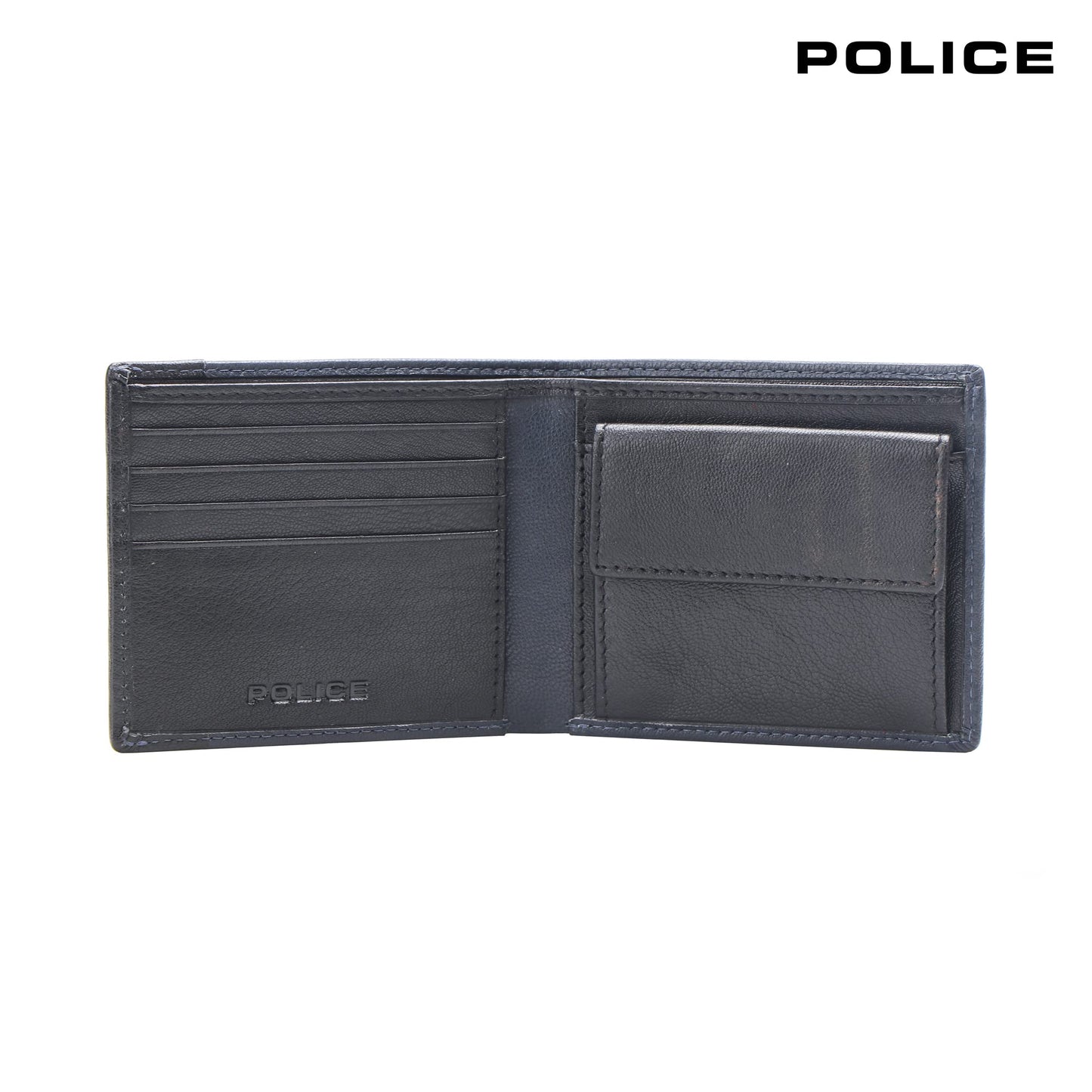 Police Rapodo Genuine Leather Men's Bifold Coin Wallet|Gents Leather Purse with Card Holder, Coin Pocket, Gifts for Men - Navy/Black