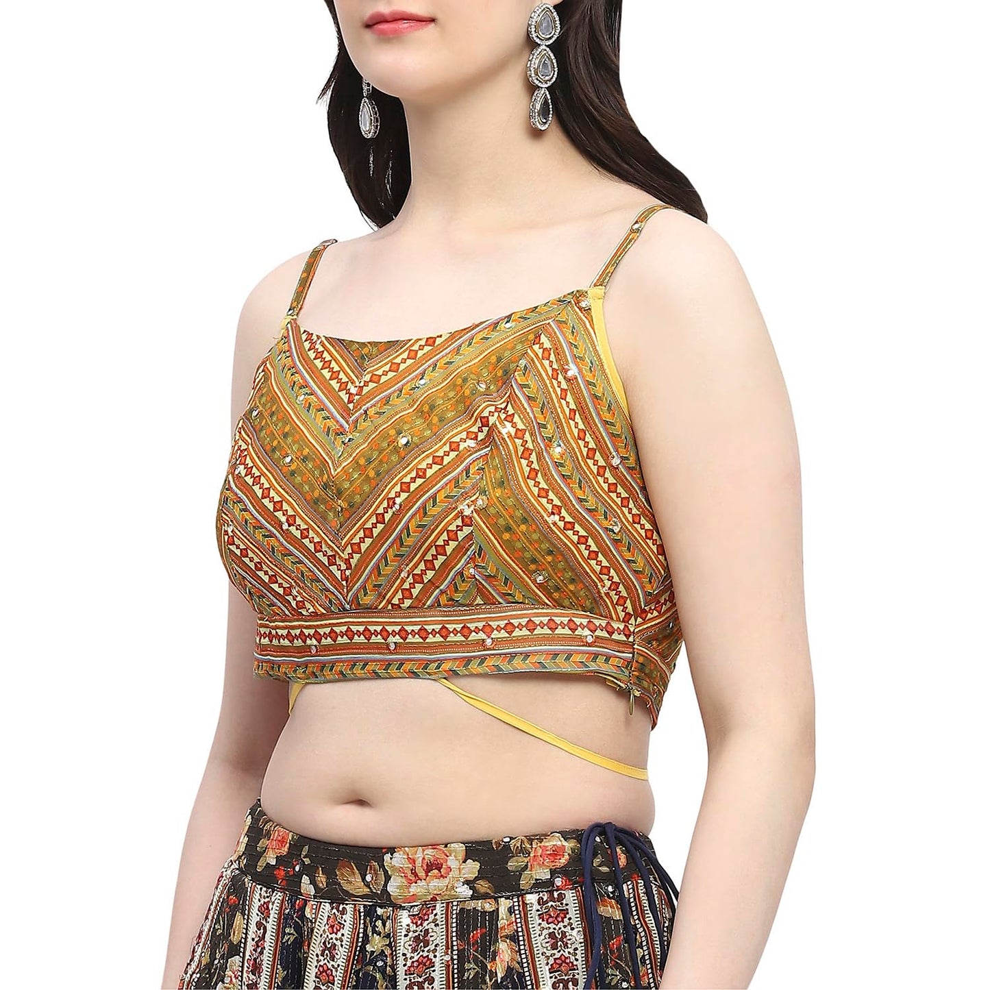 BIBA Women's Polyester Lehenga Sets (SKDBOLD9697AW24NVY_Navy_36)