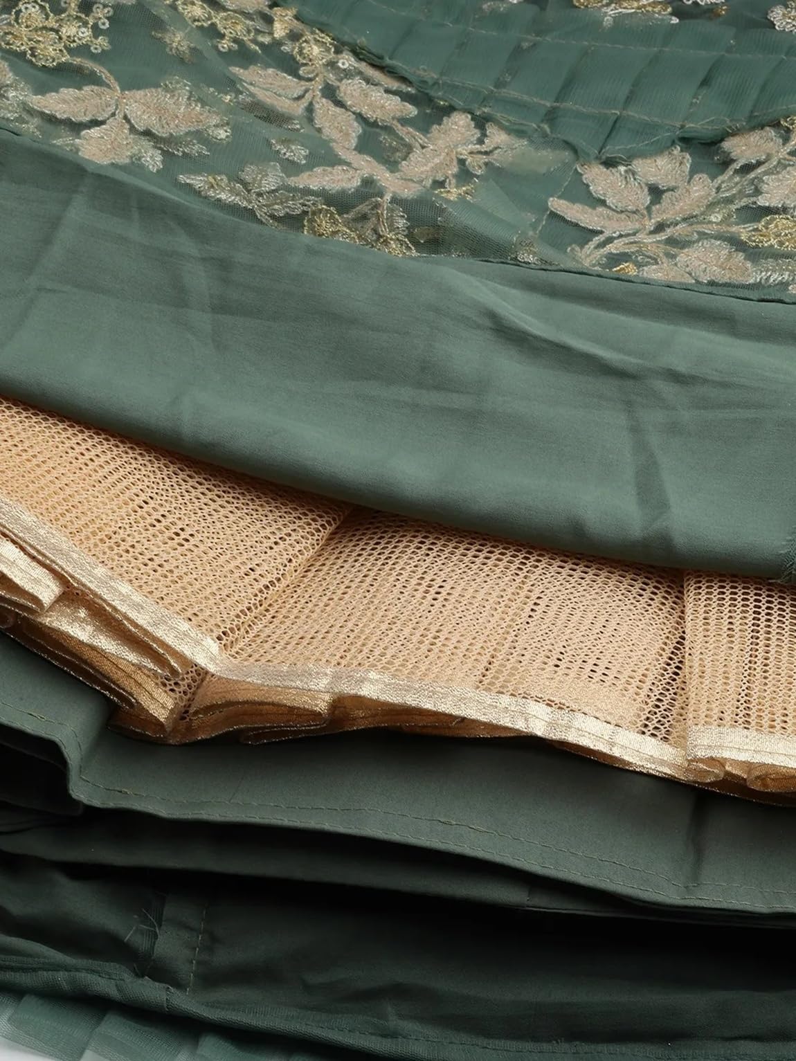 Divine Exim Women's Net Semi Stitched Lehenga Choli with Dupatta | Thread and Sequin Embroidery Pattern | Traditional, Wedding, Ethnic Wear Lehenga (Light Green)