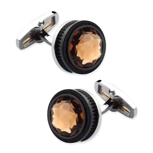 Panjatan Circle Eye Fascinating Brown Cufflinks for Men.