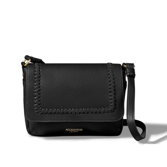 Accessorize London Women's Caffy Black Sling Bag| crossbody sling bag for women stylish|Ladies Adjustable Strap sling bag|Shoulder bag for woman