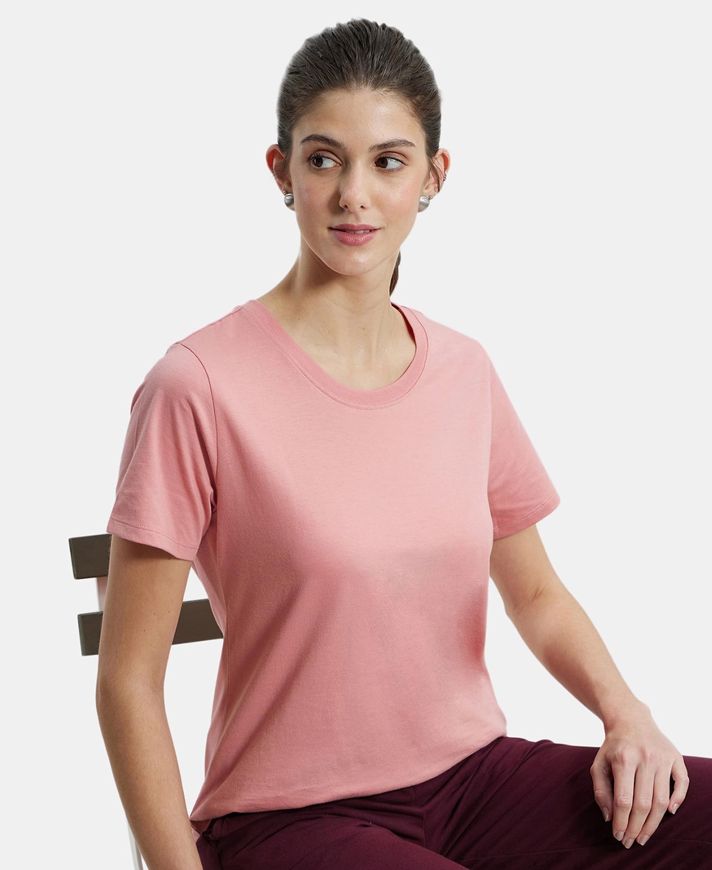 Jockey Crew Neck Relaxed Fit T-Shirt For Women Aw88_Brandied Apricot_Xl
