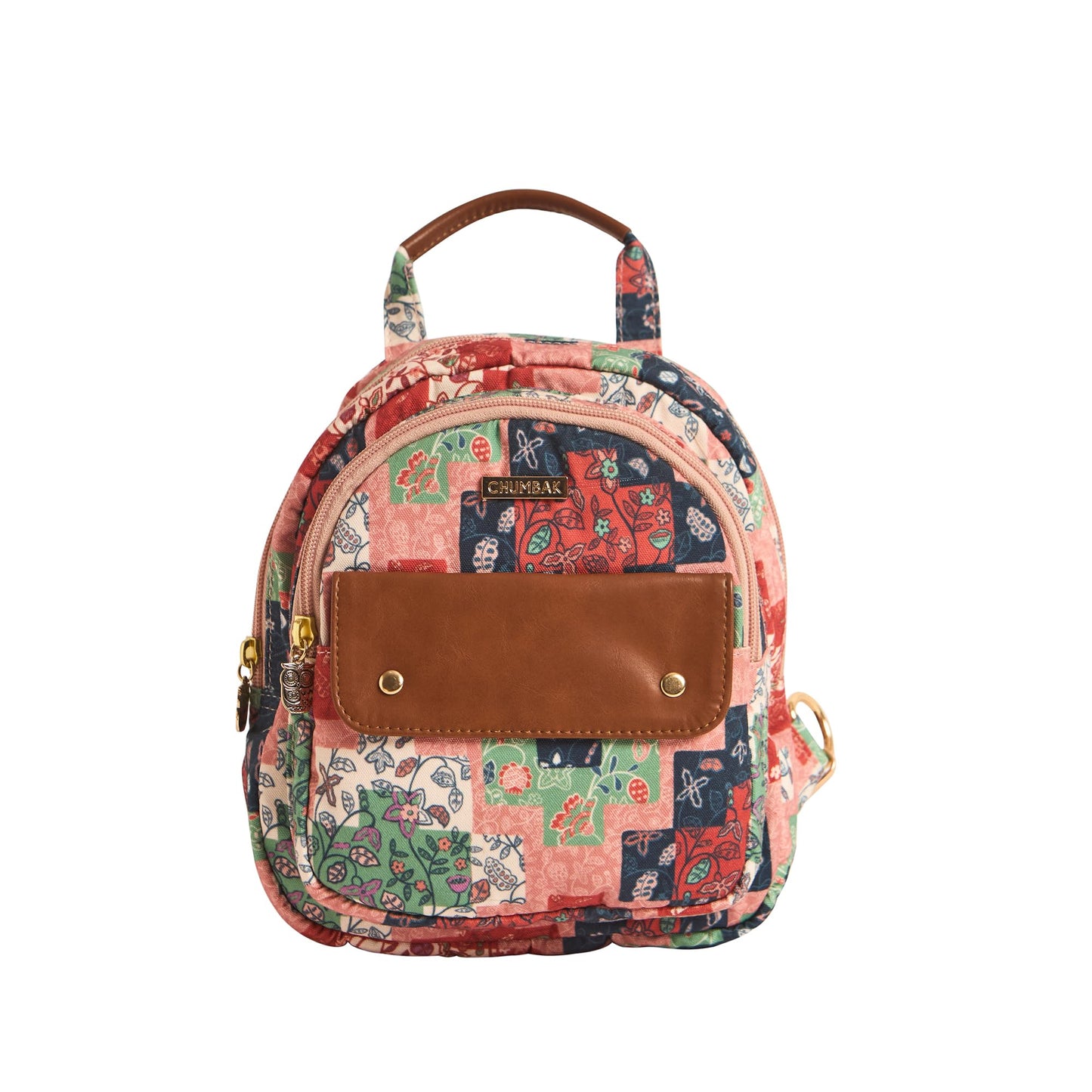 Chumbak Raasta Mini Backpack - Batik Patch Print, Digital Nomad, Stylish Small Bag Crossbody Handbag Bags for Women and Girls, Mobile Phone Bag, Ladies Purse