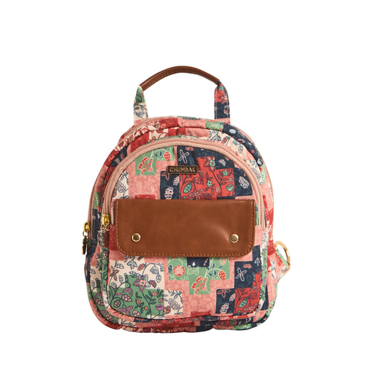 Chumbak Raasta Mini Backpack - Batik Patch Print, Digital Nomad, Stylish Small Bag Crossbody Handbag Bags for Women and Girls, Mobile Phone Bag, Ladies Purse