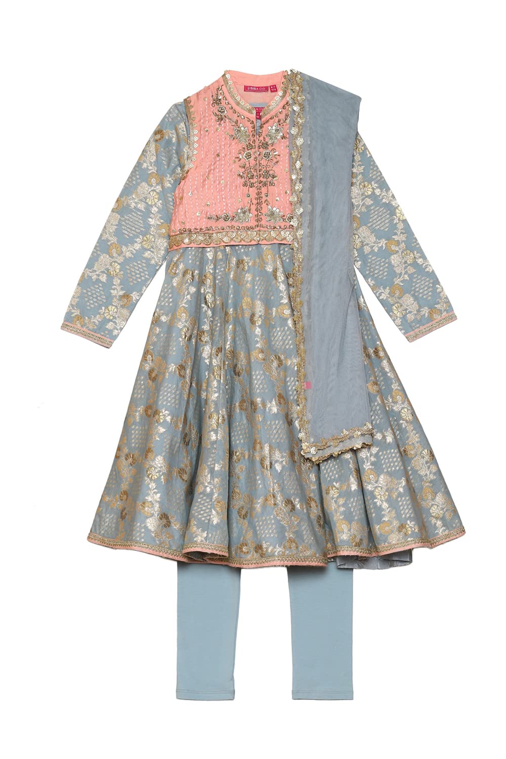 BIBA GIRL EMBROIDERY FITTED KID(KW4766_POWDER BLUE_19)