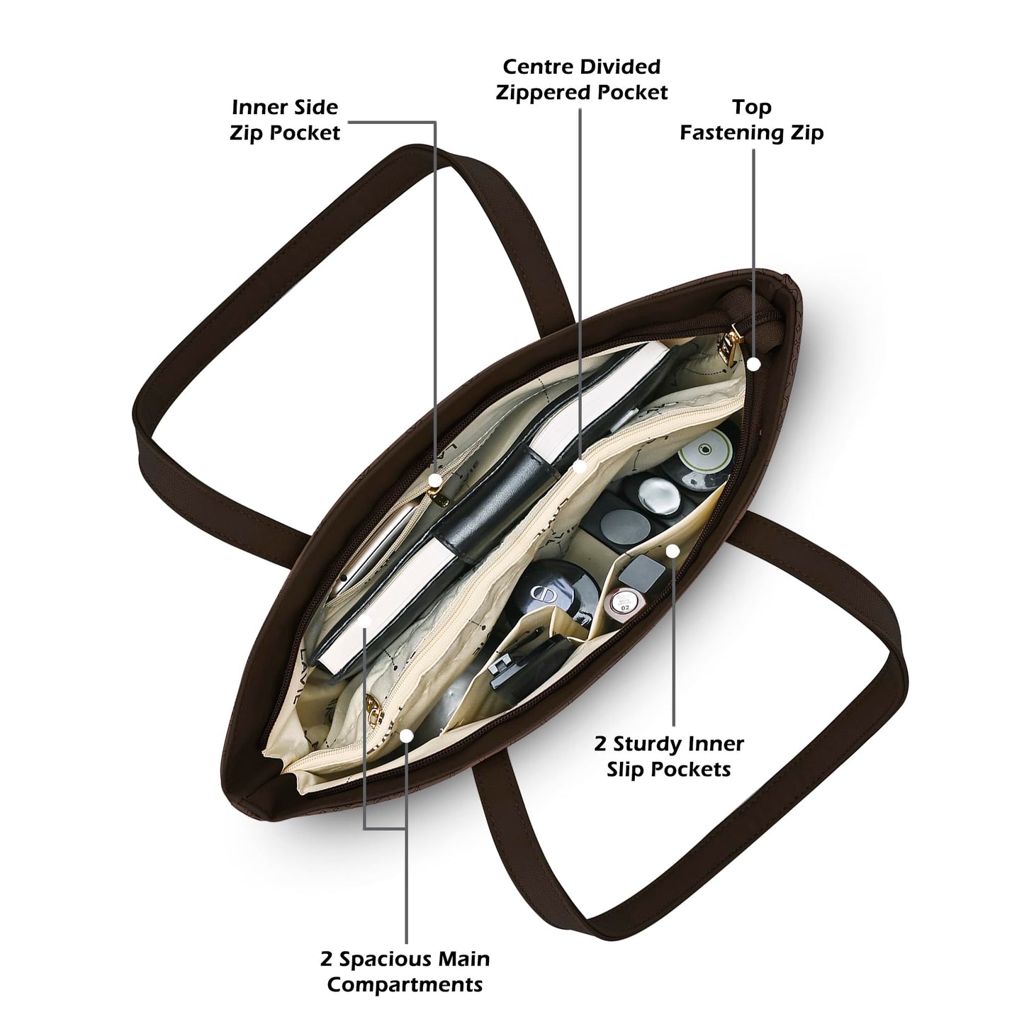 Lavie Women's Mabel Solid Tote Handbag for Women | Tote Bag For Work | Ladies purse | Stylish Shoulder Bag | Gift For Ladies