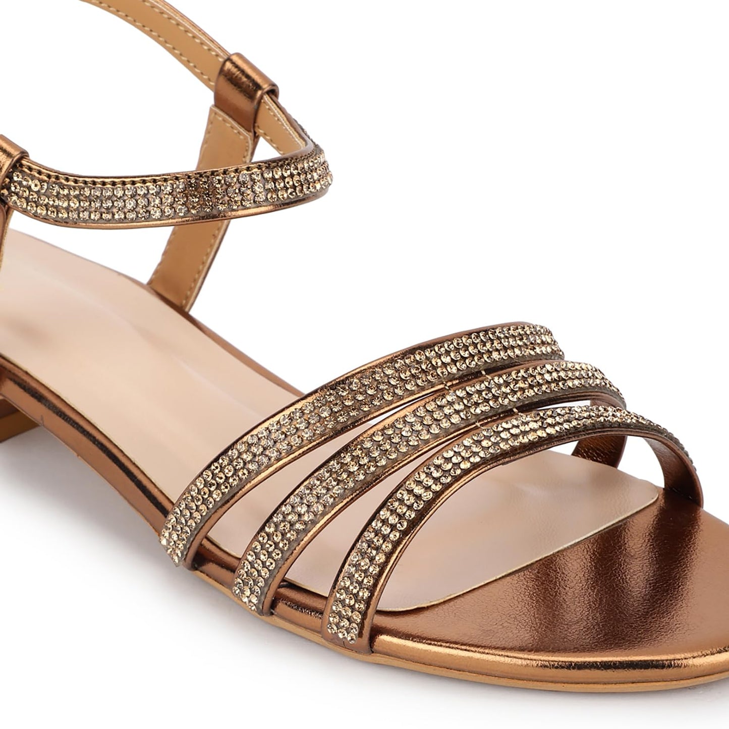 Marc Loire Embellished Flat Fashion Sandals for Women (Copper, UK Footwear Size System, Adult, Women, Numeric, Medium, 5)